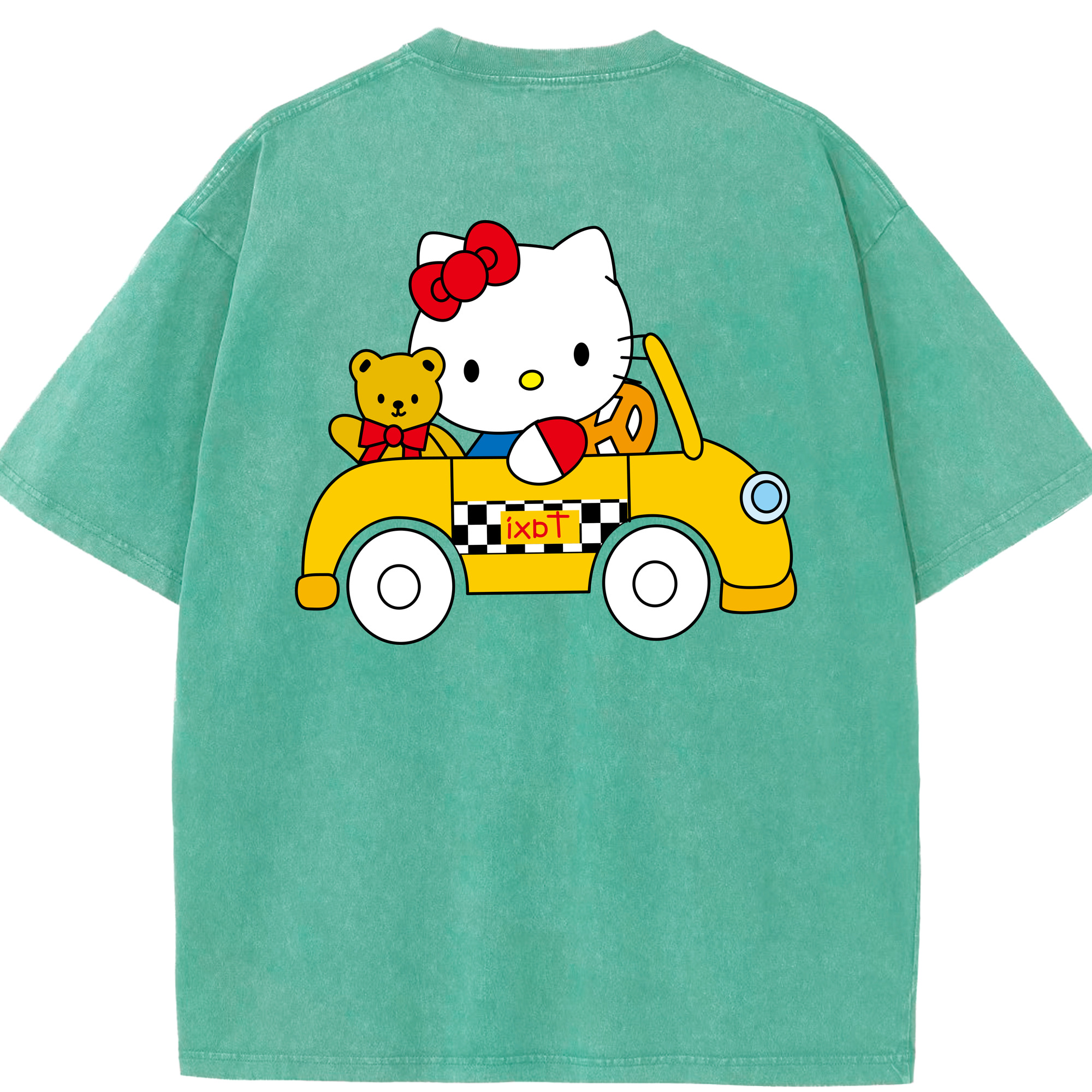（画像用） Hello Kitty ハローキティ 綿100% ヴィンテージ風 半袖Tシャツ（背面プリント）